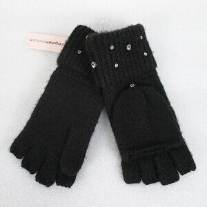 AQUA RHINESTONE GLOVES MITTENS